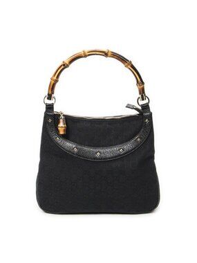 Gucci Bamboo Handbag Black GG Canvas